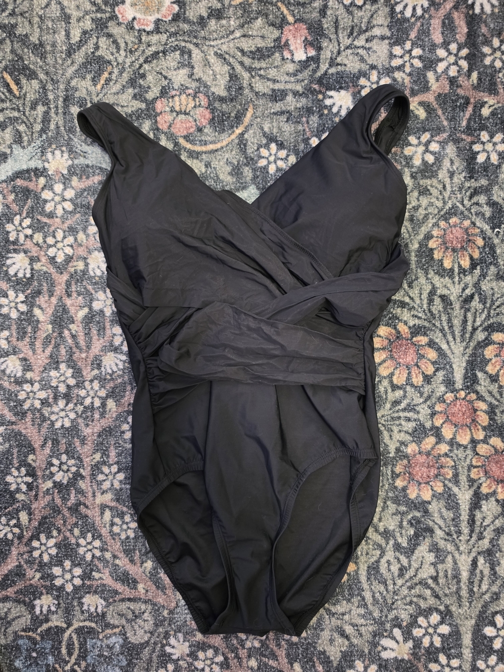 Lands' End Black One-Piece Swimsuit with Wrap Detail Nwt Sz 10P
